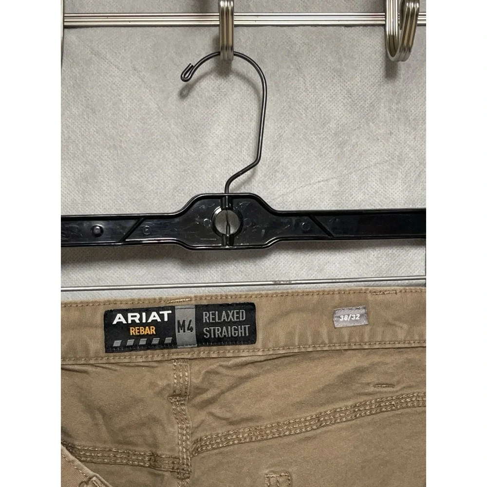Ariat Pants Men Size 38x30 Beige M4 Relaxed Straight Rebar Canvas Workwear Heavy - Picture 8 of 10